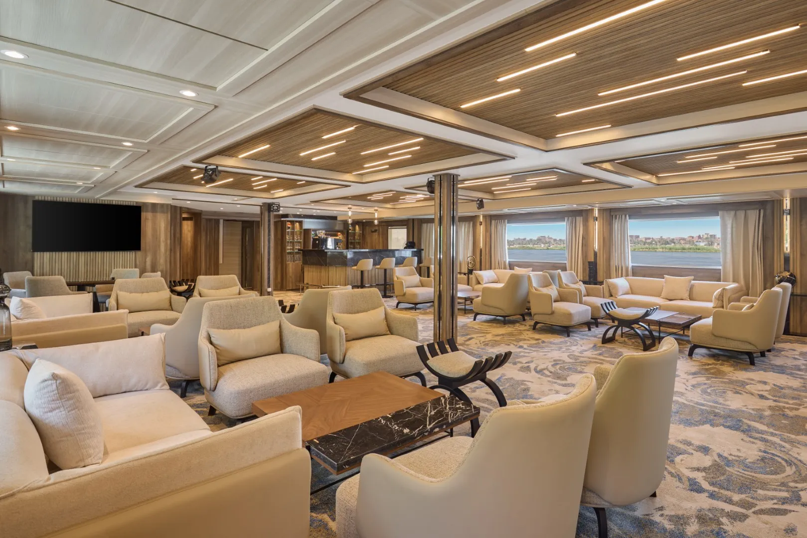 Lounge aboard the Cleopatra Luxury Cruise & Spa Nile cruise